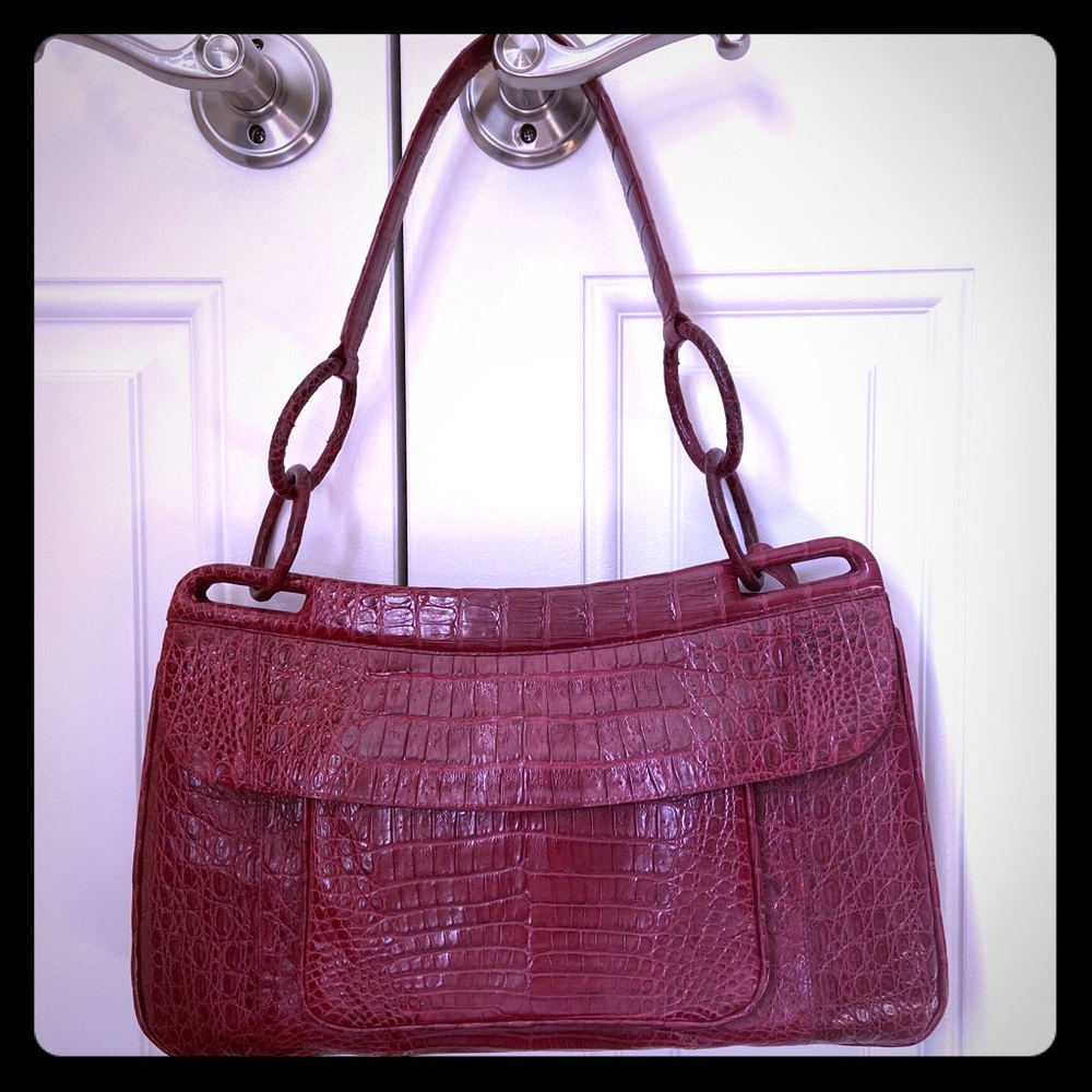Nancy Gonzalez burgundy gili crocodile bag